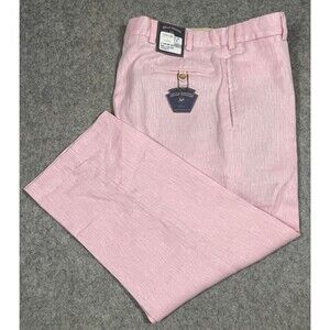 Bills Khakis M2 Plain Front Standard Fit Pants 100% Linen Pink 36x26.5 MSRP $275